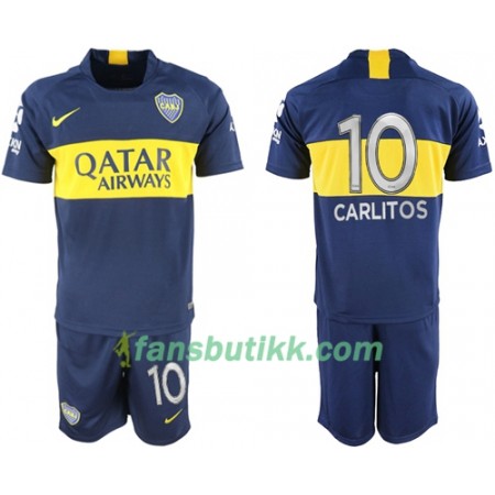 Fotballdrakt Boca Juniors Carlitos 10 Barn Hjemmetrøye 2018-2019 Kortermet